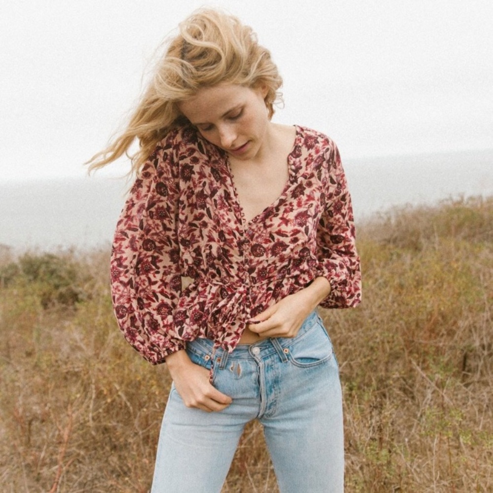 Floral V-Neck Women's Top